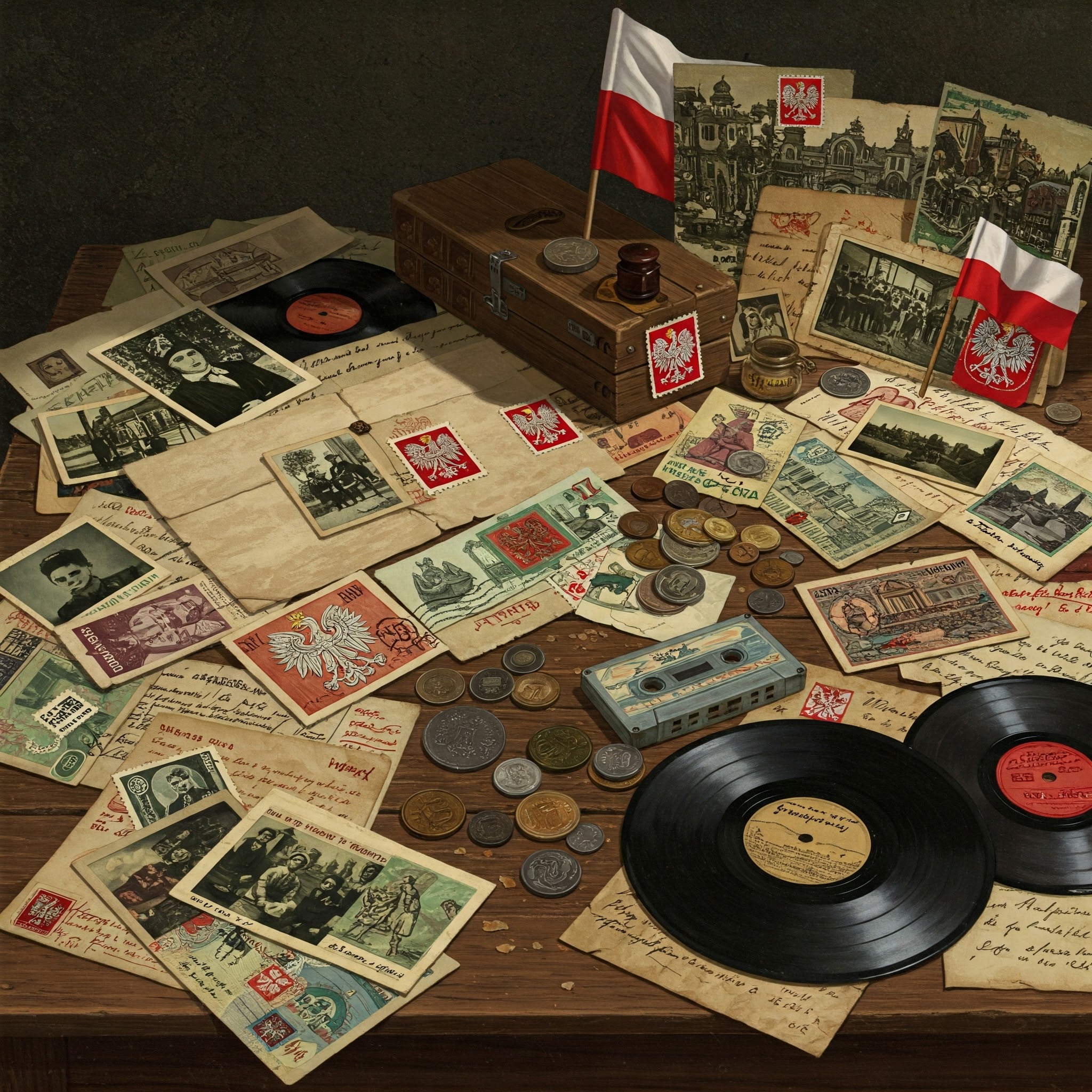 pocztówki płyty winylowe znaczki ordery pamiątki patriotyczne